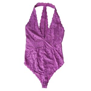 Intimately Free People Bad For You Bodysuit Purple Lace Racerback V Neck Medium